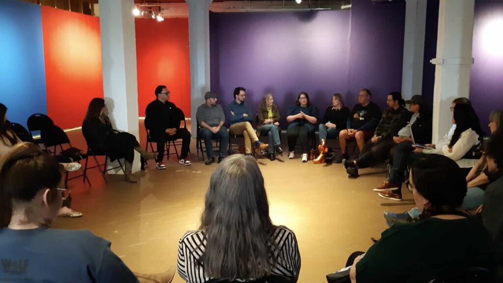 Indigenous Artists from across Manitoba gathered at Urban Shaman Contemporary Aboriginal Art Gallery for a roundtable discussion with the Manitoba Arts Council and Canada Council for the Arts in May 2024.