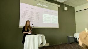 First year Minneapolis College of Art and Design Creative Entrepreneurship student Anastasia Broman was among the youth researchers Niriqatiginnga session presenters during the 2024 Arctic Congress in Bodø, Norway.