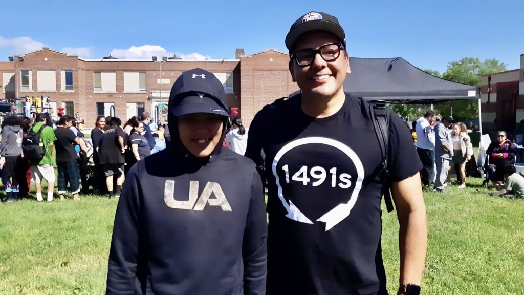 Our mission is to Unite Kindness: Global Dignity Canada National Role Model and @1860 Winnipeg Arts founding member Tony Eetak met Sākihiwē Festival Director Alan Greyeyes during the Turtle Island Block Party on June 29, 2024. Photo: Jamie Bell