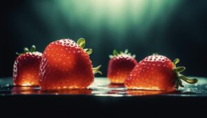 Fresh strawberries: Created with DALL-E 3, this stunning visual showcases our participants' imaginative food product ideas, blending creativity and culinary innovation!